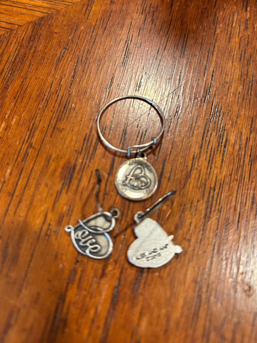Alex and Ani 'Love' Heart Expandable Ring & Earring Set